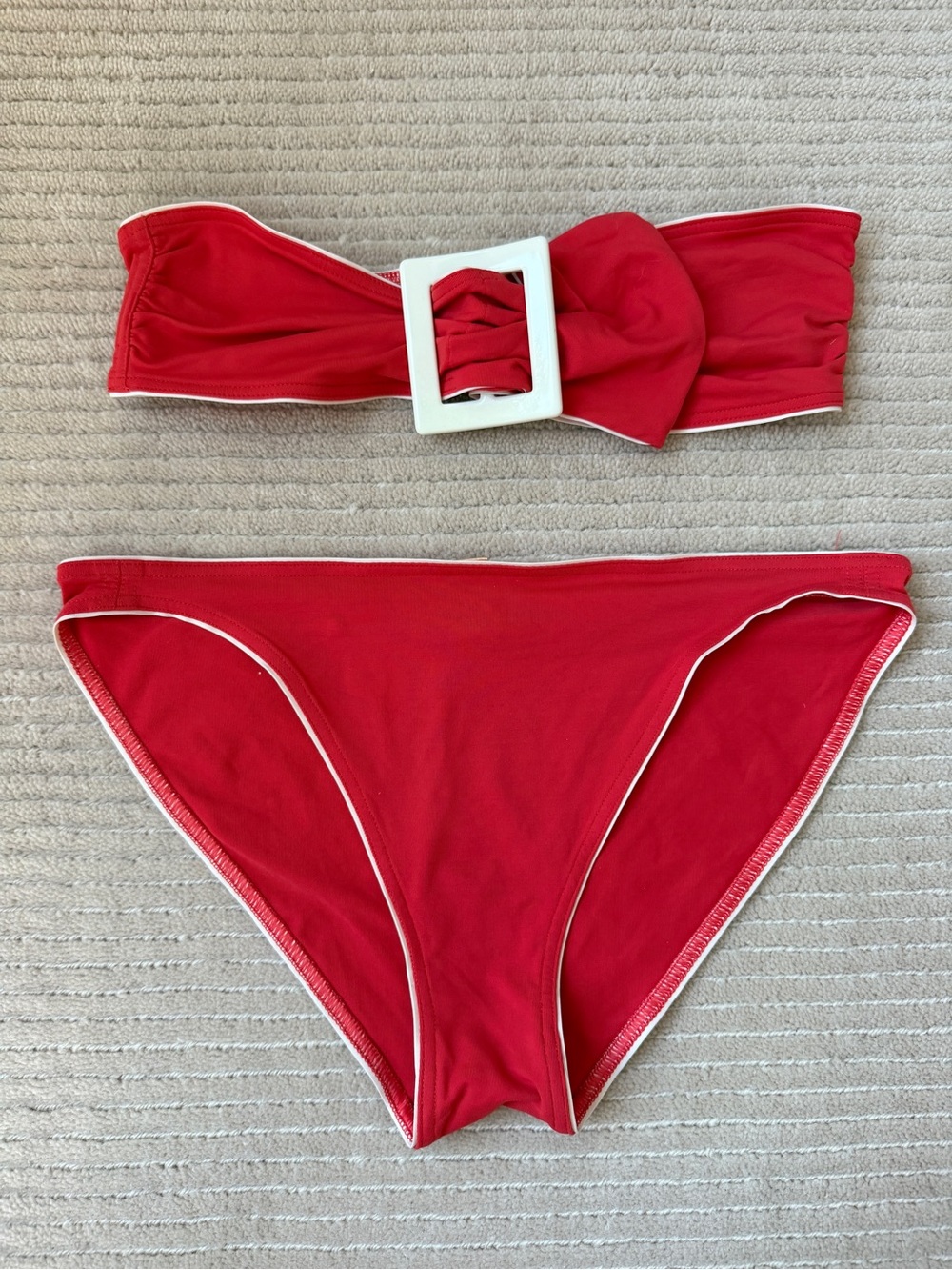 Eres Red Bandeau Bikini Set with Decorative Buckle
